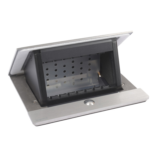 Pop up incara à équiper 4 modules - aluminium brossé avec couvercle ip44