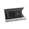 Pop up incara 2p+t schuko + prise usb type-a+c - cordon 2m - 4 modules inox