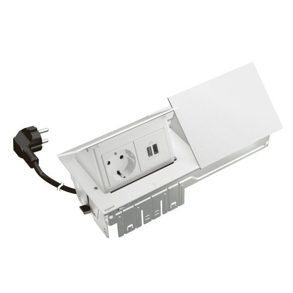 Pop up incara 2x2p+t schuko + 2 prises usb type-a+c - cord 2m - 4 modules blanc