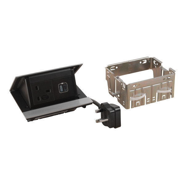 Pop up incara 2p+t bs + prise usb c 30w - cordon 2m - 4 modules inox
