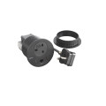 Disq80 incara 2p+t bs + usb a+c + rj45 + cordon 2m fiche bs1363 - noir