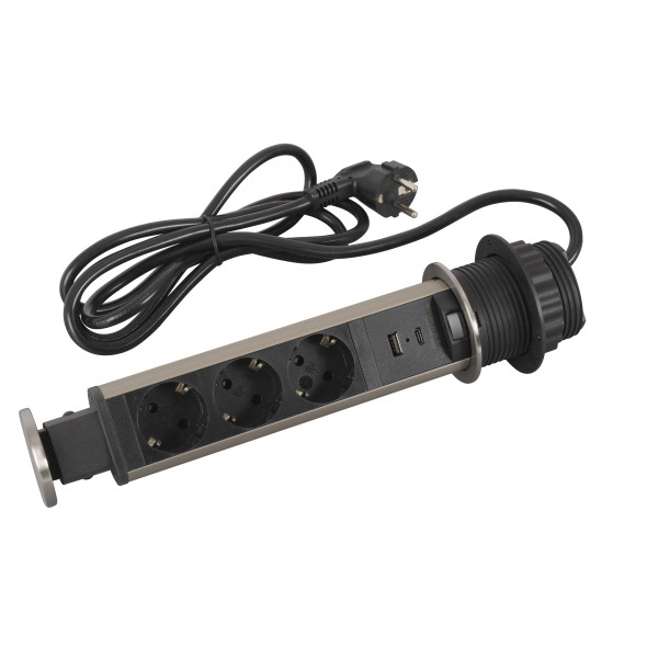 Tower 60 incara Ø60mm 3x2p+t schuko + 1 prise usb a+c - cordon 2m