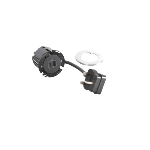 Disq60 incara chargeur usb a+c et cordon 2m fiche bs - métal