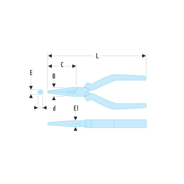 Pinces demi-rondes, becs longs, 200 mm, sls
