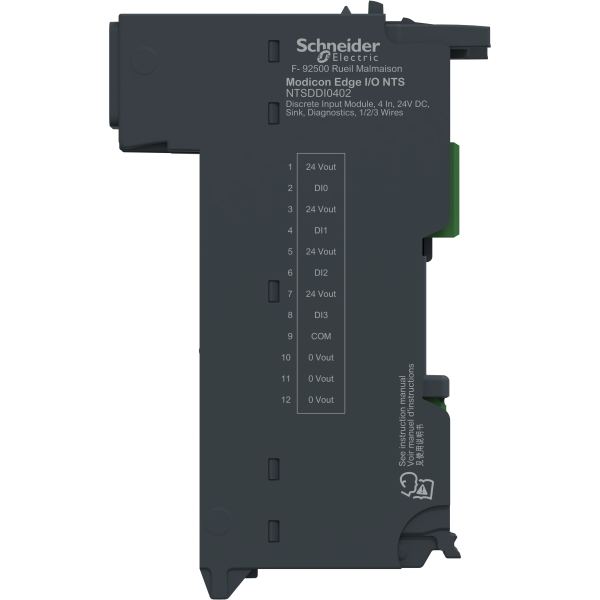 Edge i/o nts module seul entrée tor 4 voies,24vdc, sink,diag, 1/2/3fils