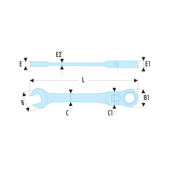 Clé mixte à cliquet articulée métrique