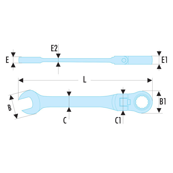 Clé mixte à cliquet flexible 9 mm