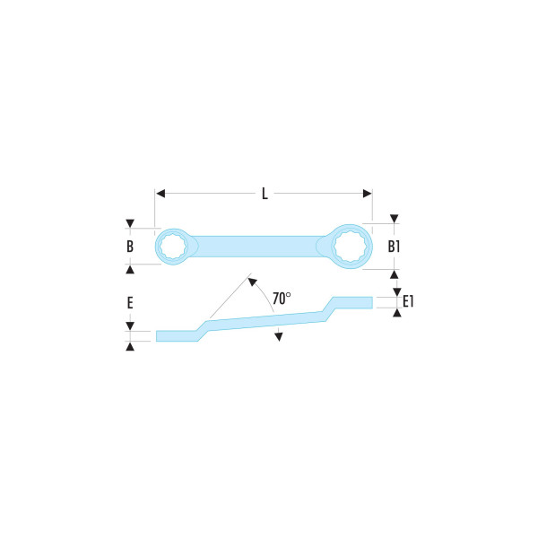 Clé polygonale contrecoudée en pouces, 1"1/8 x 1"1/4