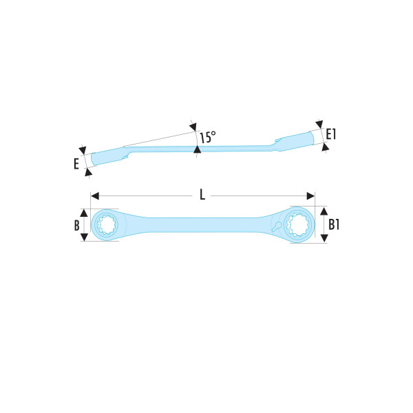Clé polygonale à cliquet inclinée à 15° spline