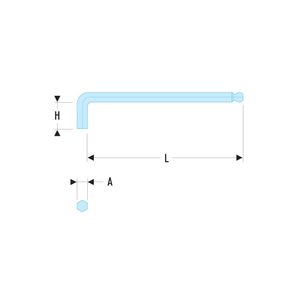 Clé mâle extra-longue, tête sphérique, 2,5 mm