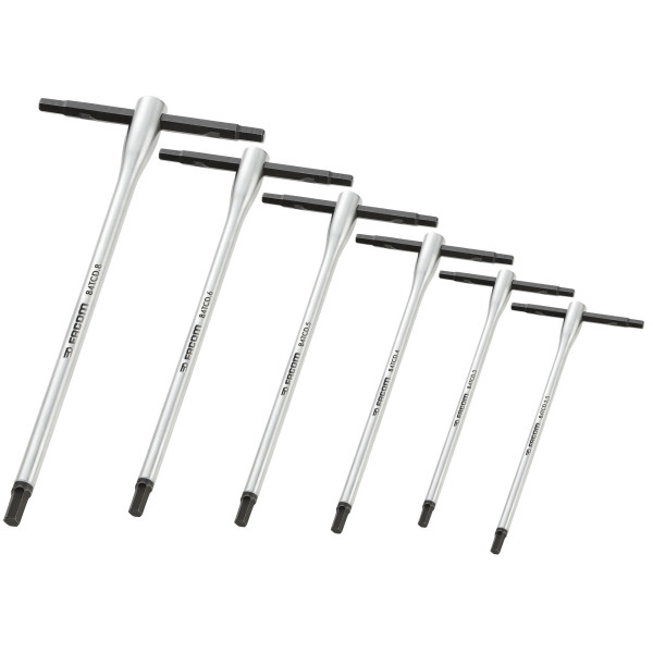 Jeu de 6 clés en t avec barre coulissante
