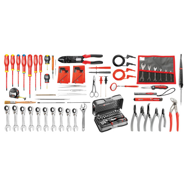 Sélection électricien 101 outils - boîte à outils textile sur roulettes