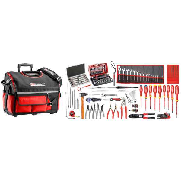 Sélection électromécanique 120 outils - boîte à outils textile à roulettes