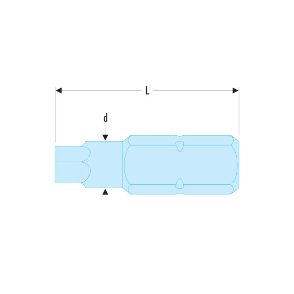 Embouts de vissage pour vis 6 pans fraisé, standards, série 1, métrique, 1,5 mm