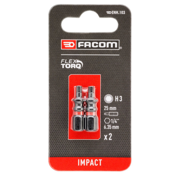 Hex 3 25mm 2pk impact flextorq
