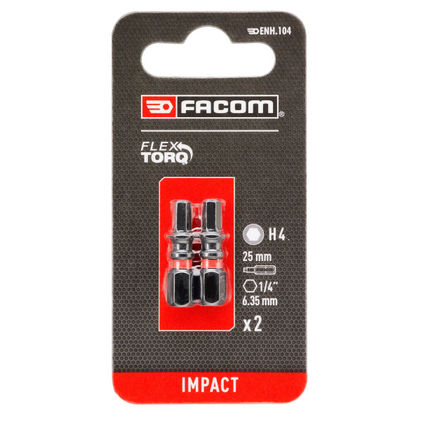 Hex 4 25mm 2pk impact flextorq
