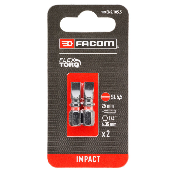 3 embouts 25 mm plats 5,5 mm impact