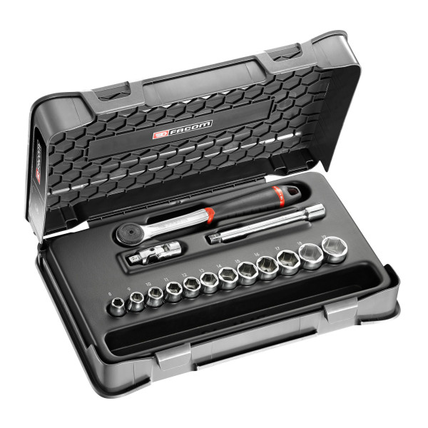 Coffret douilles 3/8" 6 pans métriques - 15 pièces