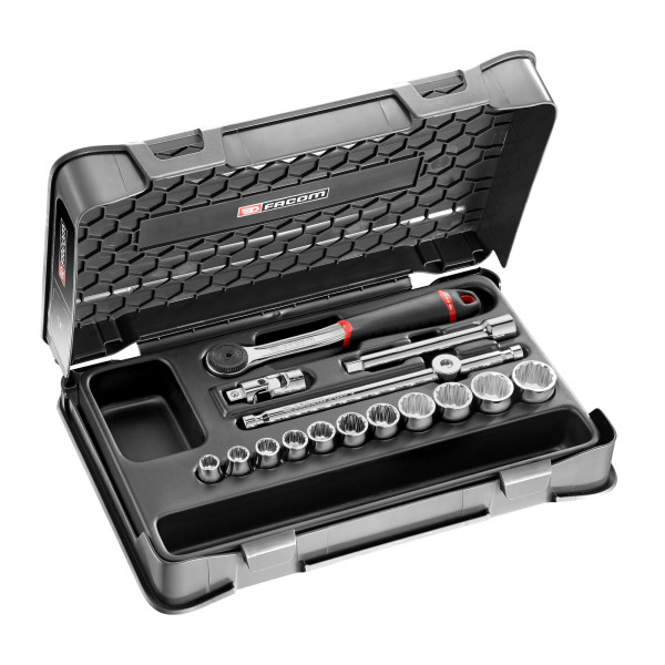 Coffret douilles 3/8" 12 pans en pouces - 16 pièces