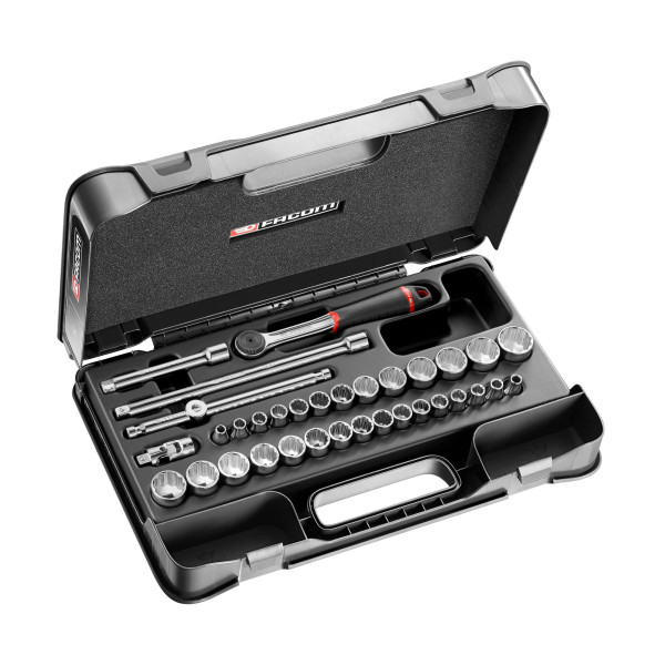 Coffret douilles 3/8" 12 pans métriques et en pouces - 34 pièces