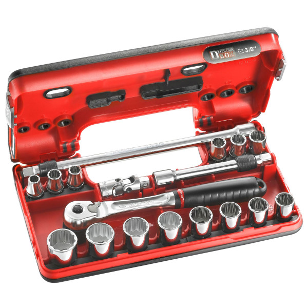 Coffret 3/8" detection box métrique - 12 pans