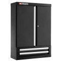 Meuble haut simple, 2 portes pleines, 2 tiroirs noir