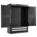 Meuble haut simple, 2 portes pleines, 2 tiroirs noir