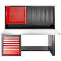 Établi 2,2 m, 7 tiroirs, 569x421mm, plateau inox, armoire rideau, version basse