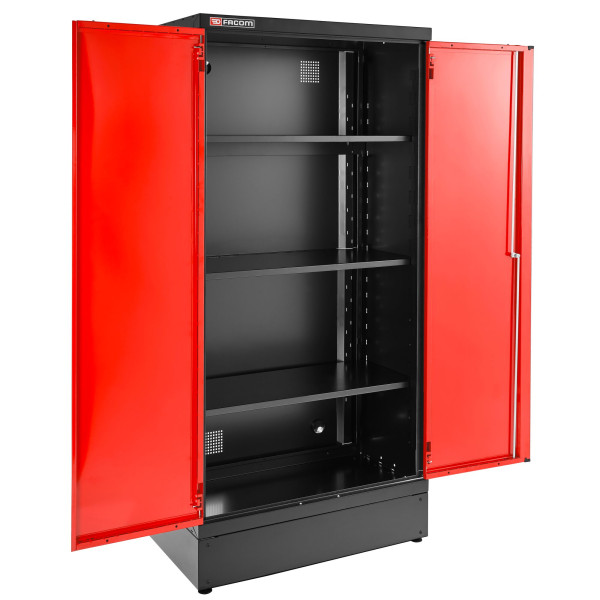 Armoire 2 portes pleines, 3 étagères, l 1000 x p 506 x h 2060 mm, rouge