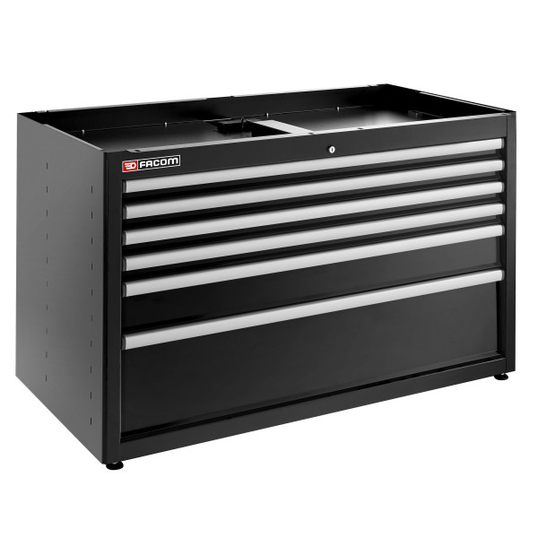 Meuble bas double, 6 tiroirs, 1269 x 421 mm, noir