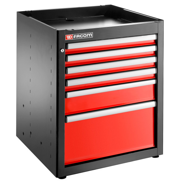 Meuble bas simple, 6 tiroirs, 569 x 421 mm, rouge