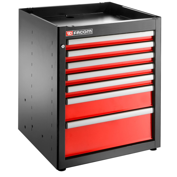 Meuble bas simple, 7 tiroirs, 569 x 421 mm, rouge