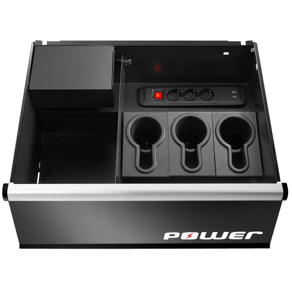 Meuble bas simple, 6 tiroirs avec 1 tiroir power, 569 x 421 mm, rouge