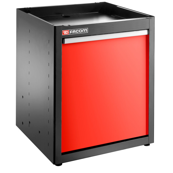 Meuble bas gestion des déchets, 2 supports sac-poubelles 100 l, rouge
