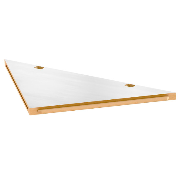 Plateau inox et bois en triangle pour créer un angle, 40 mm