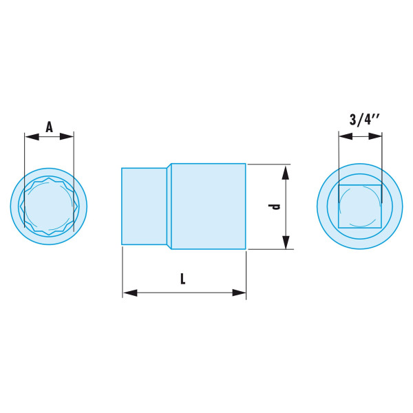 Douille 3/4" 12pans 1"5/8 antidéflagrant