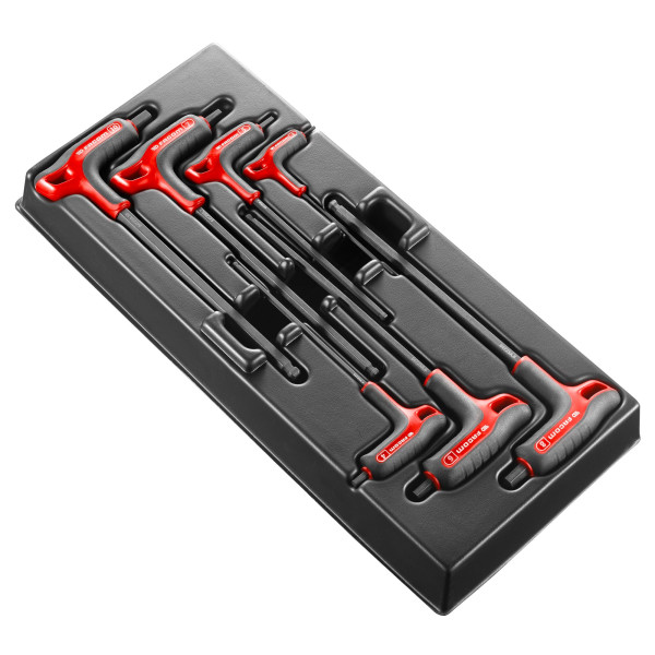 Module 7 clés mâles poignées en "t" 6 pans tête sphérique, taille 1/3"