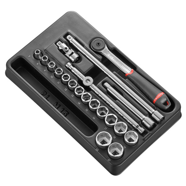Module douilles 6 pans métriques, 20 pièces, 3/8"