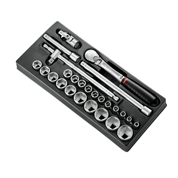 Module douilles, 6 pans métriques, 26 pièces, 1/2"
