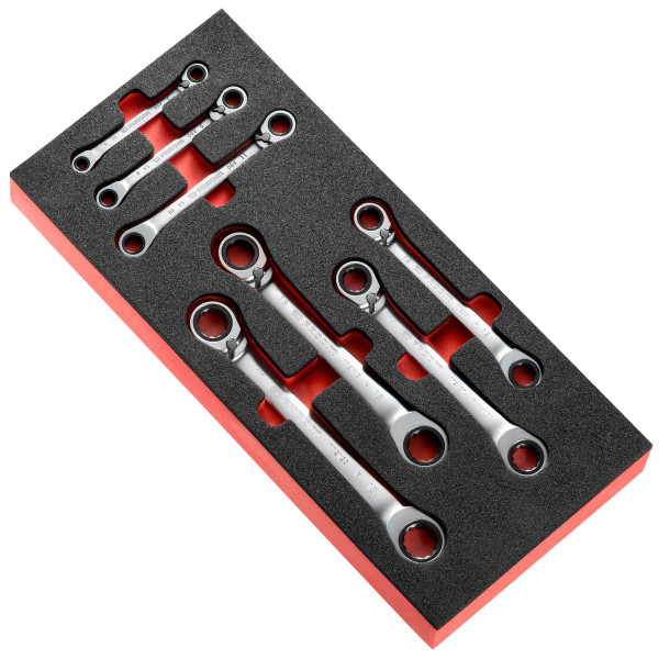 Module de clés polygonales à cliquet inclinées à 15° spline en plateau mousse
