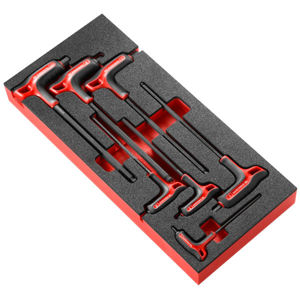 Module mousse 7 clés mâles poignée en t 6 pans tête sphérique