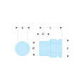 Douille impact 6 pans en pouces, 1/2", 1"1/1