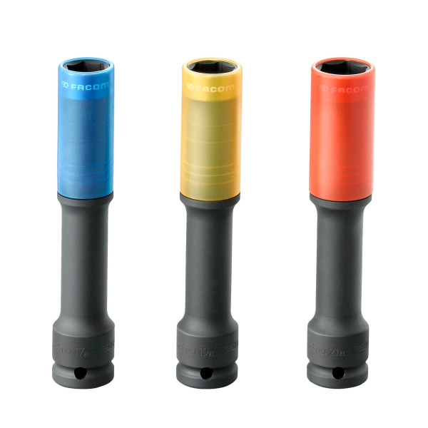 Coffret de 3 douilles longues impact renforcées 1/2", 17 à 21 mm
