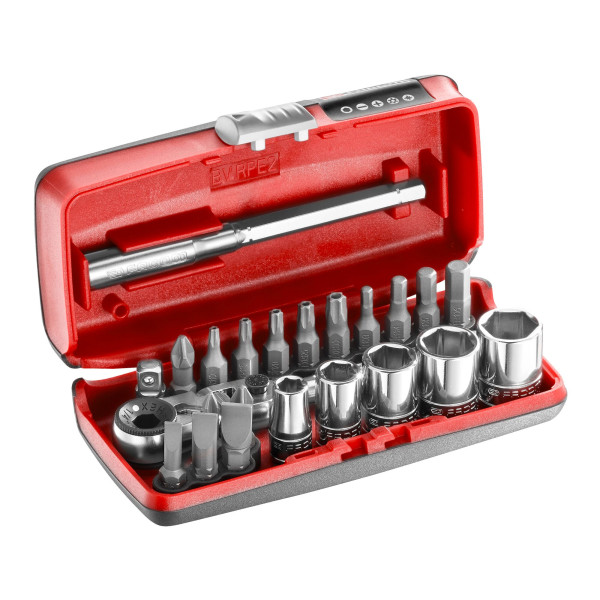 Coffret douilles 1/4'' 6 pans métriques et embouts - 23 pièces - r.180