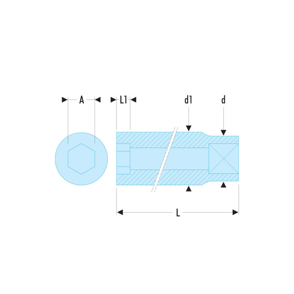 Douille 6 pans métrique, 1/4", 3,2 mm