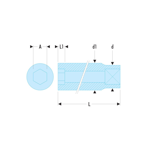 Douille longue, 6 pans métrique, 1/4", 5,5 mm
