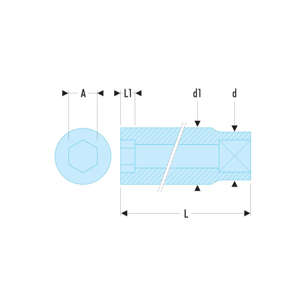 Douilles longues spline, 1/4", 8 mm