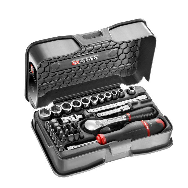 Coffret douilles 1/4" 6 pans métriques et embouts - 37 pièces - rl.161
