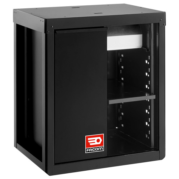 Meuble bas avec bac de recyclage et support rouleau papier - noir - rws2