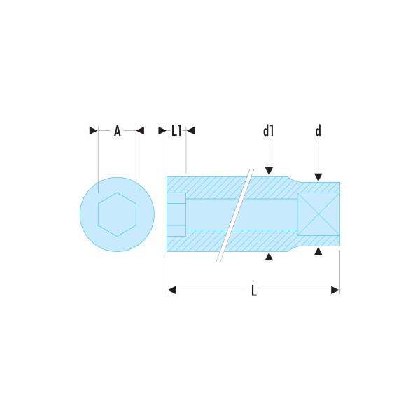 Douille longue 12 pans en pouces, 1/2", 1"1/4